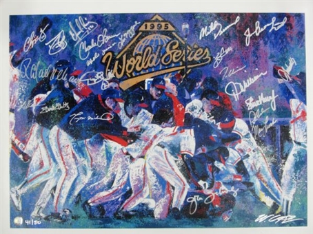 1995 World Champion Atlanta Braves Signed Billy Lopa Giclee on Canvas (21 Signatures)  #41/50